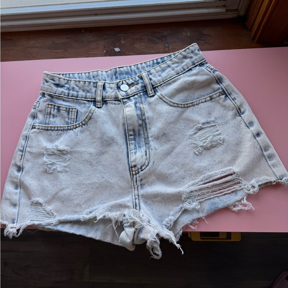 Light Wash Distressed Denim Women's Shorts